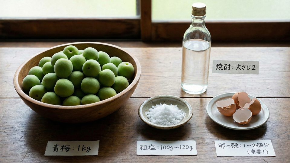 カリカリ梅、材料