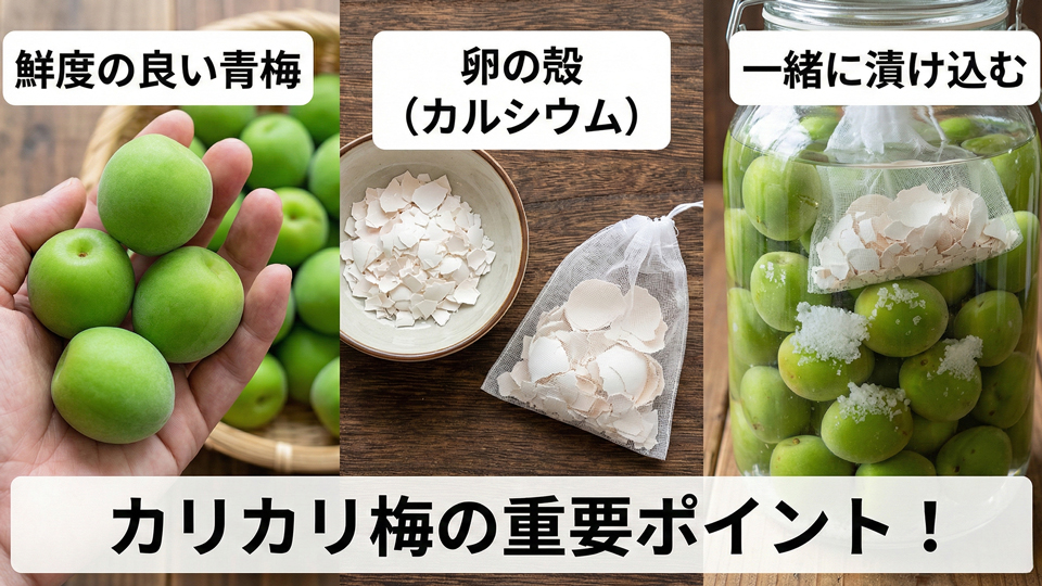 カリカリ梅、卵の殻