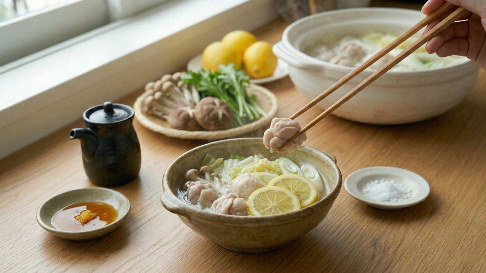 レモン鍋、ポン酢、塩