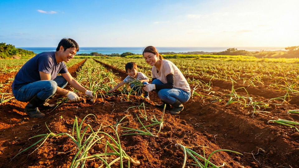 島ラッキョウ収穫