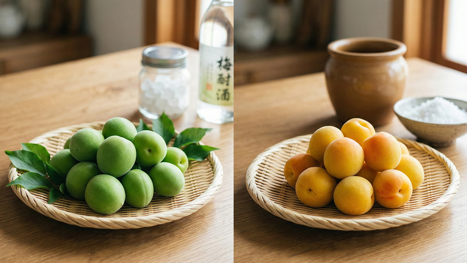完熟梅と未熟梅（青梅）