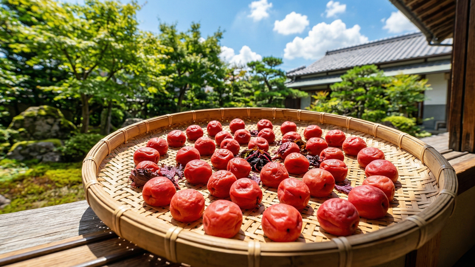 梅干し作り、天日干し