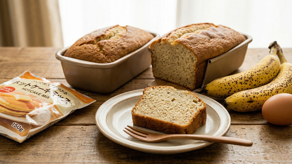 ホットケーキミックス、バナナケーキ