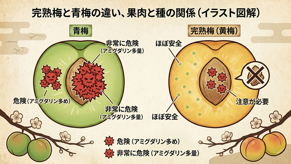 青梅と完熟梅の毒性の違い