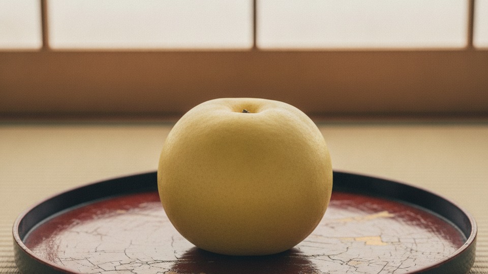 盆に乗せた二十世紀梨