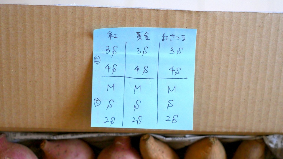 安納芋 食べ比べ 付箋