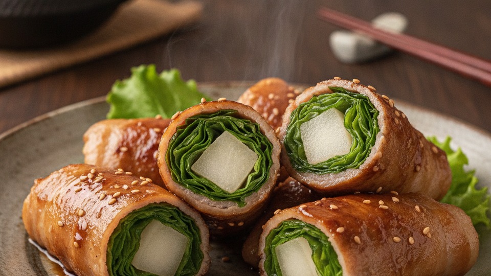 梨 豚肉巻き